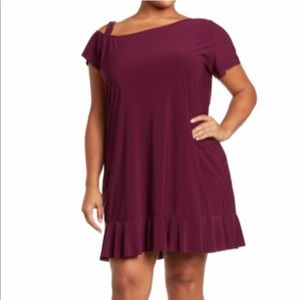 Tash + Sophie plum size 3x beaded strap flounce dress